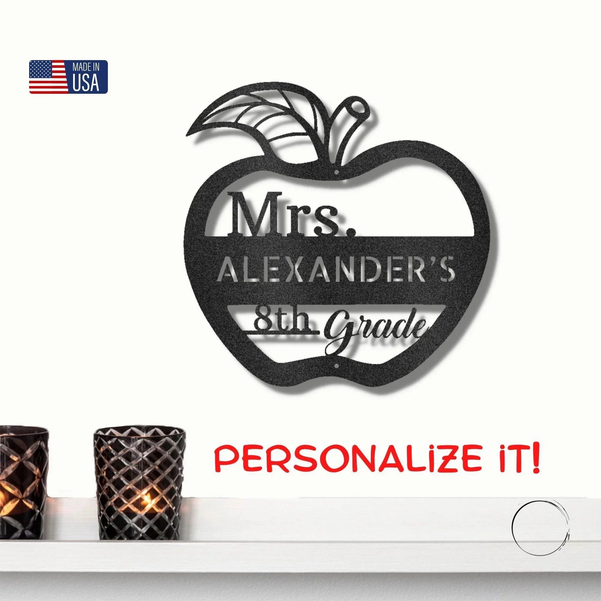 Teacher Appreciation Personalized Classroom Metal Art Wall Sign