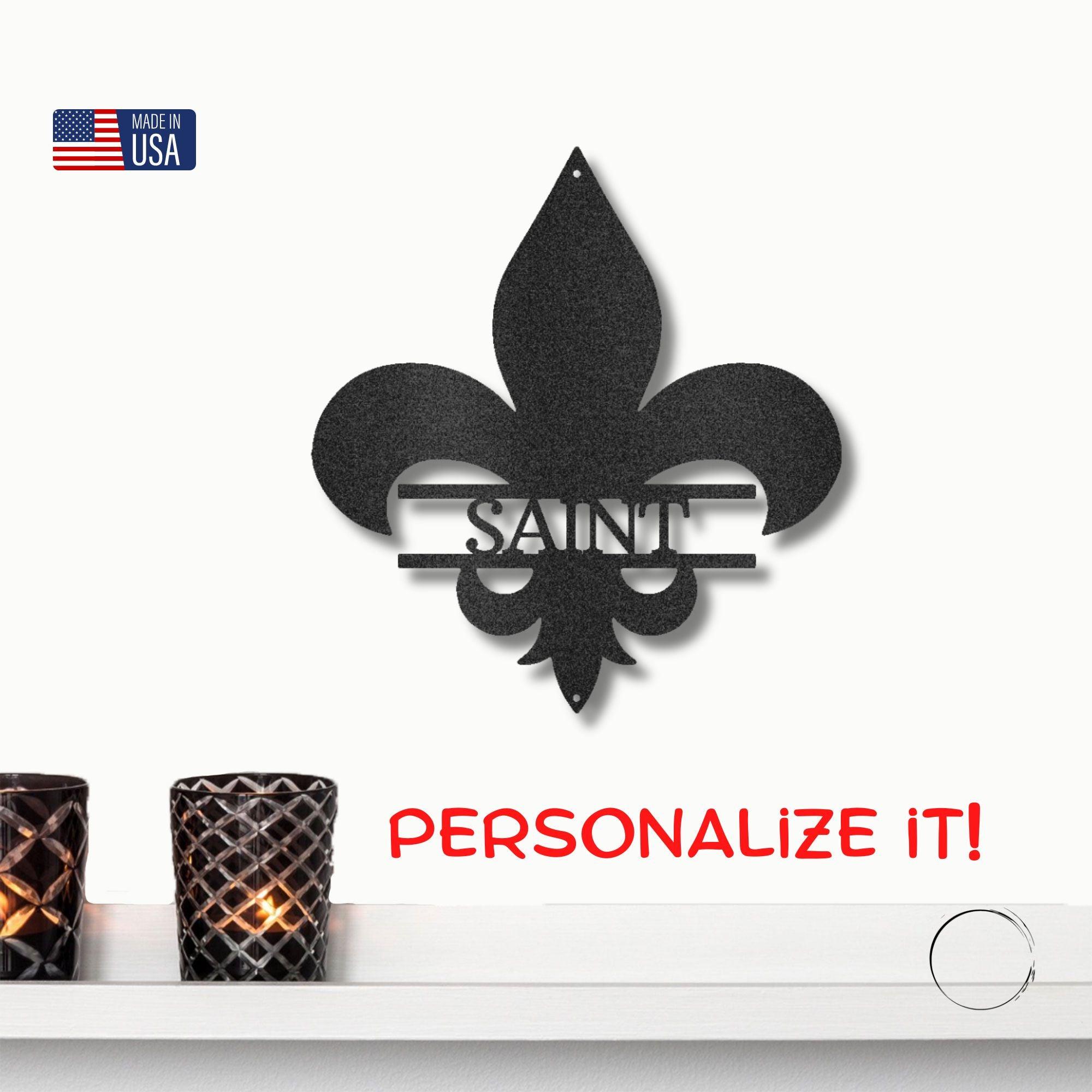 Classic Fleur De Lis Personalized Indoor Outdoor Steel Wall Sign - Mallard Moon Gift Shop