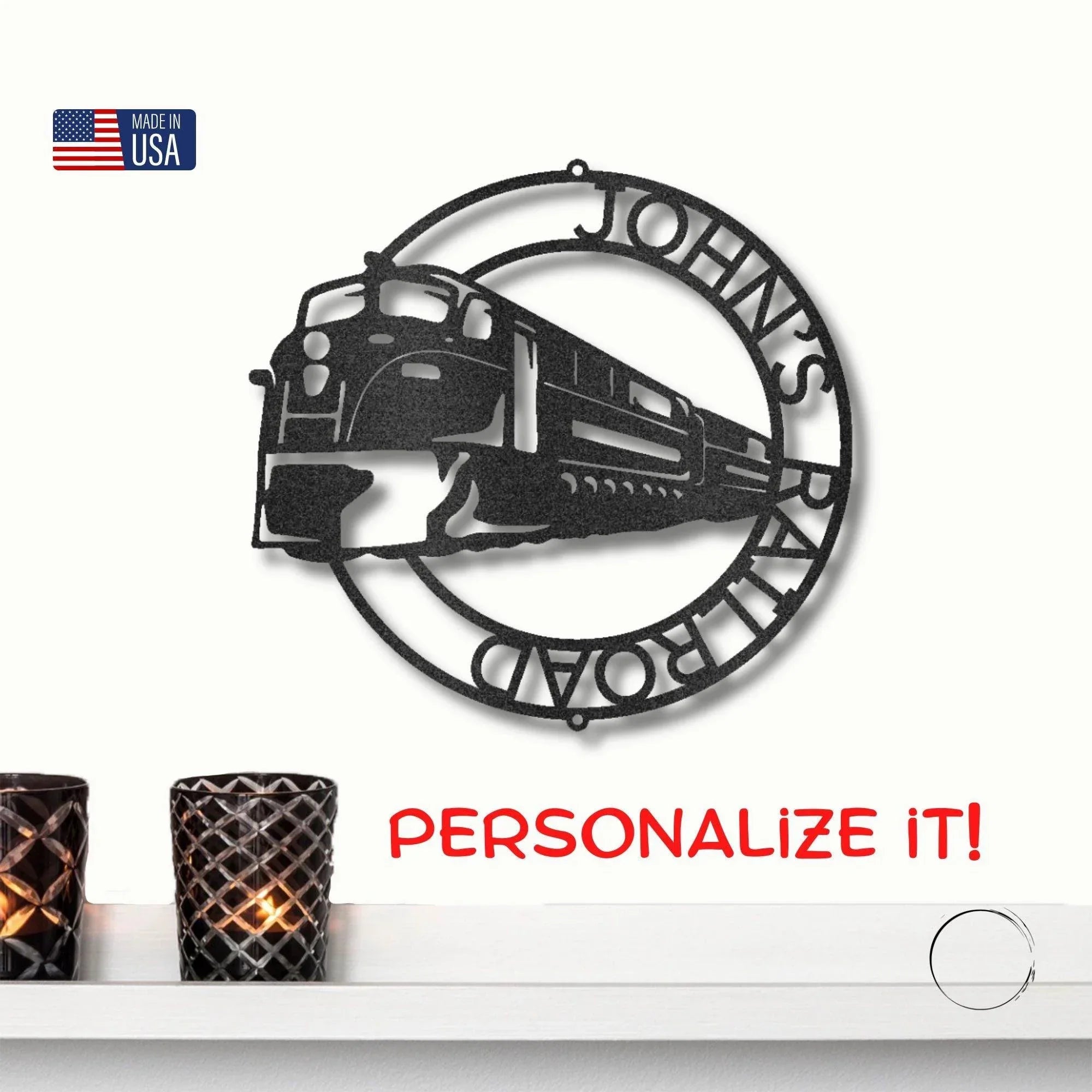 Train Ring Personalized Metal Art Steel Wall Sign