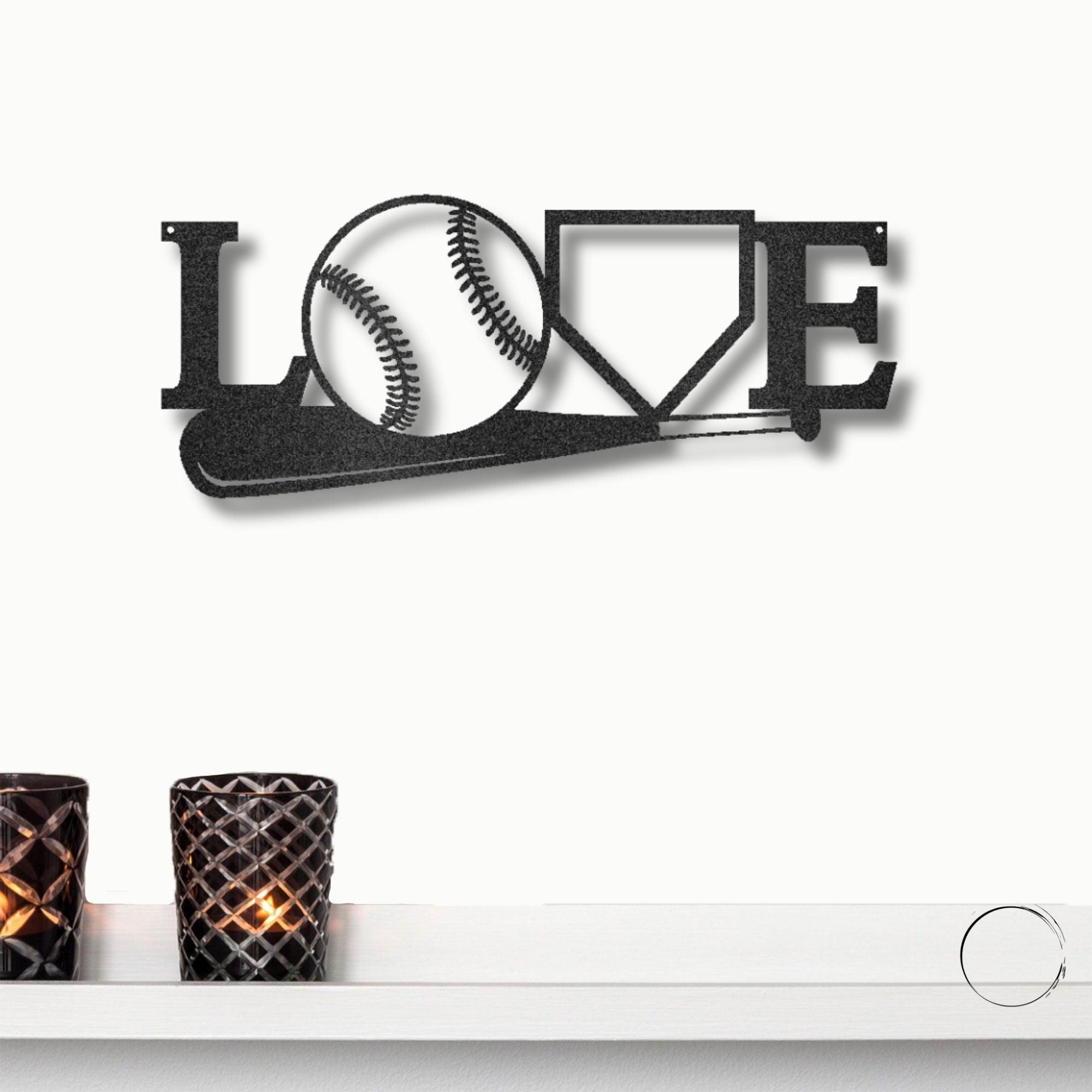 Baseball Love the Game Metal Art Wall Sign - Mallard Moon Gift Shop