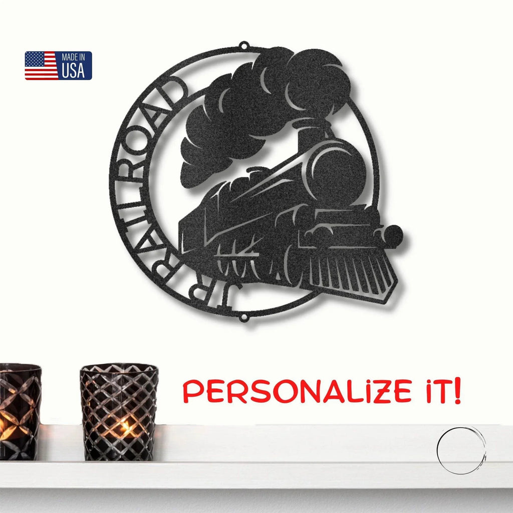 Steam Locomotive Train Custom Name Metal Art Wall Sign