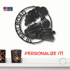 Steam Locomotive Train Custom Name Metal Art Wall Sign