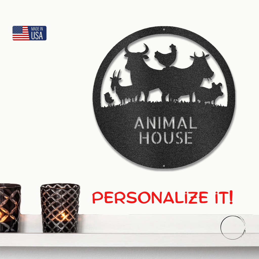 Farm Animals Custom Text Indoor Outdoor Steel Wall Sign Metal Art Home Decor