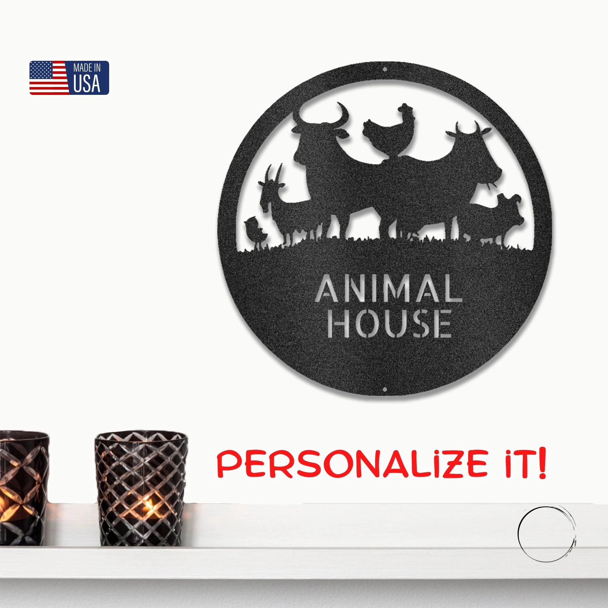Farm Animals Custom Text Indoor Outdoor Steel Wall Sign Metal Art Home Decor