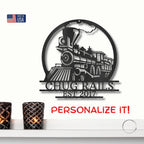 Vintage Steam Locomotive Train Personalized Name Metal Art Wall Sign
