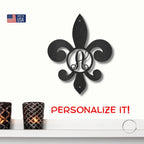 Fleur De Lis Personalized Initial Metal Art Wall Sign