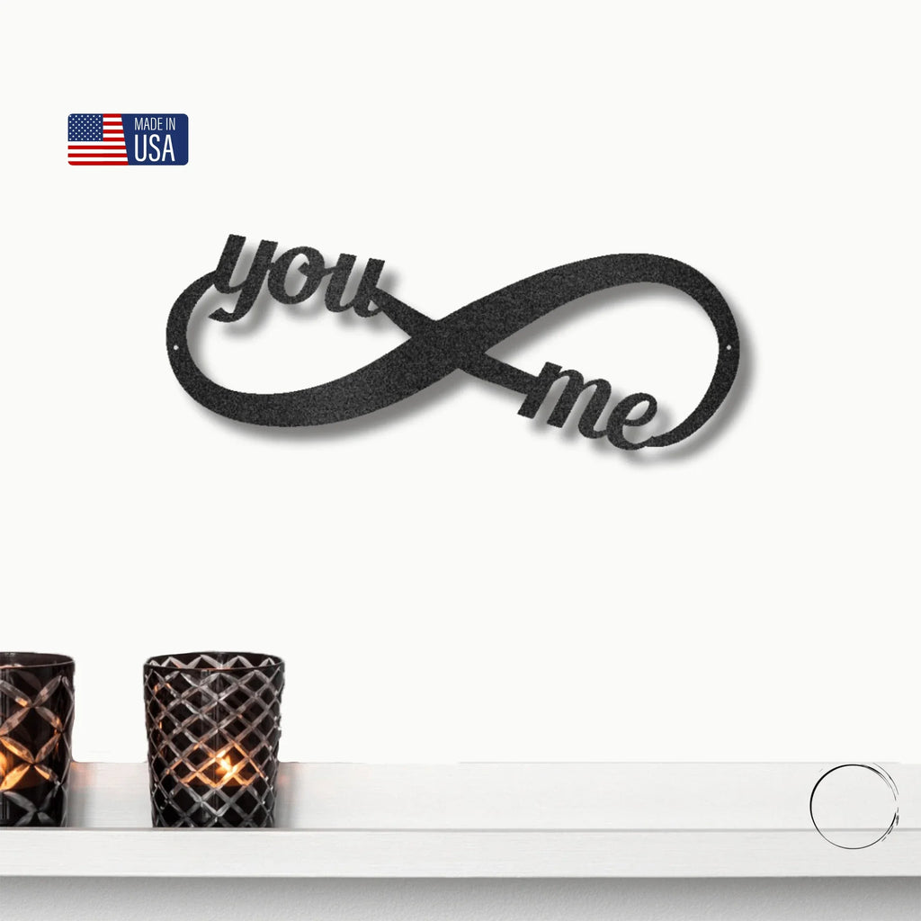 Romantic Home Decor "You & Me" Laser-Cut Infinity Metal Wall Art