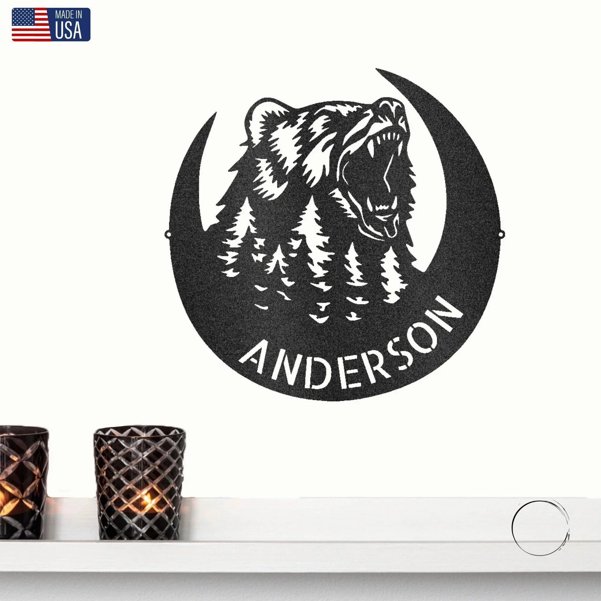 Roaring Bear Custom Name Indoor Outdoor Steel Wall Sign