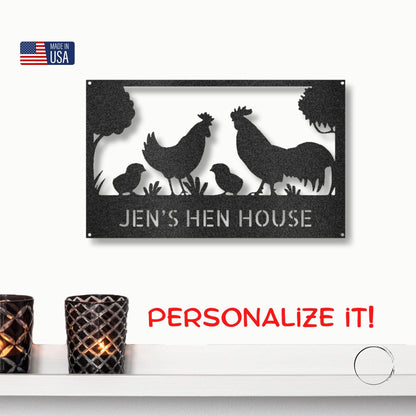 Personalized Hen House Metal Wall Art: Celebrate Your Coop with Style - Mallard Moon Gift Shop