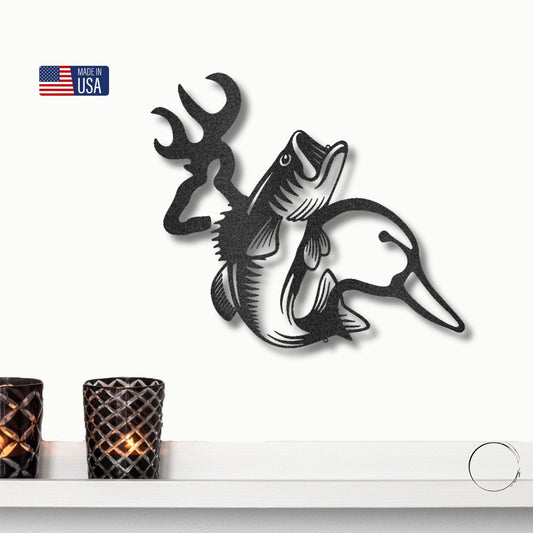 Wildlife Calling Fishing Deer Duck Hunting Metal Art Wall Sign - Mallard Moon Gift Shop