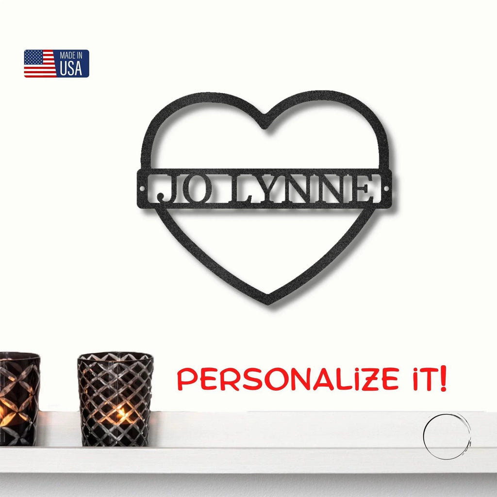 Custom Heart Shaped Monogram Personalized Steel Wall Sign