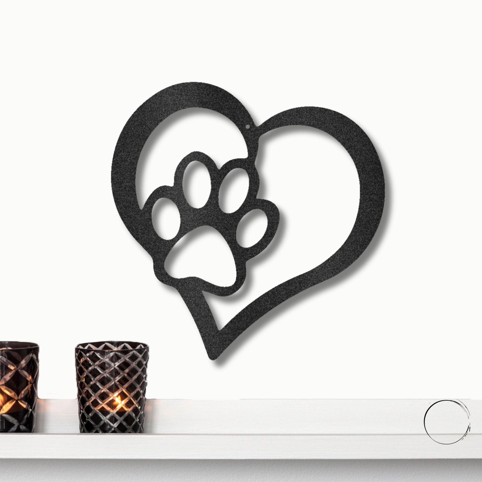 Puppy Love Paw Print Metal Art Wall Sign - Mallard Moon Gift Shop