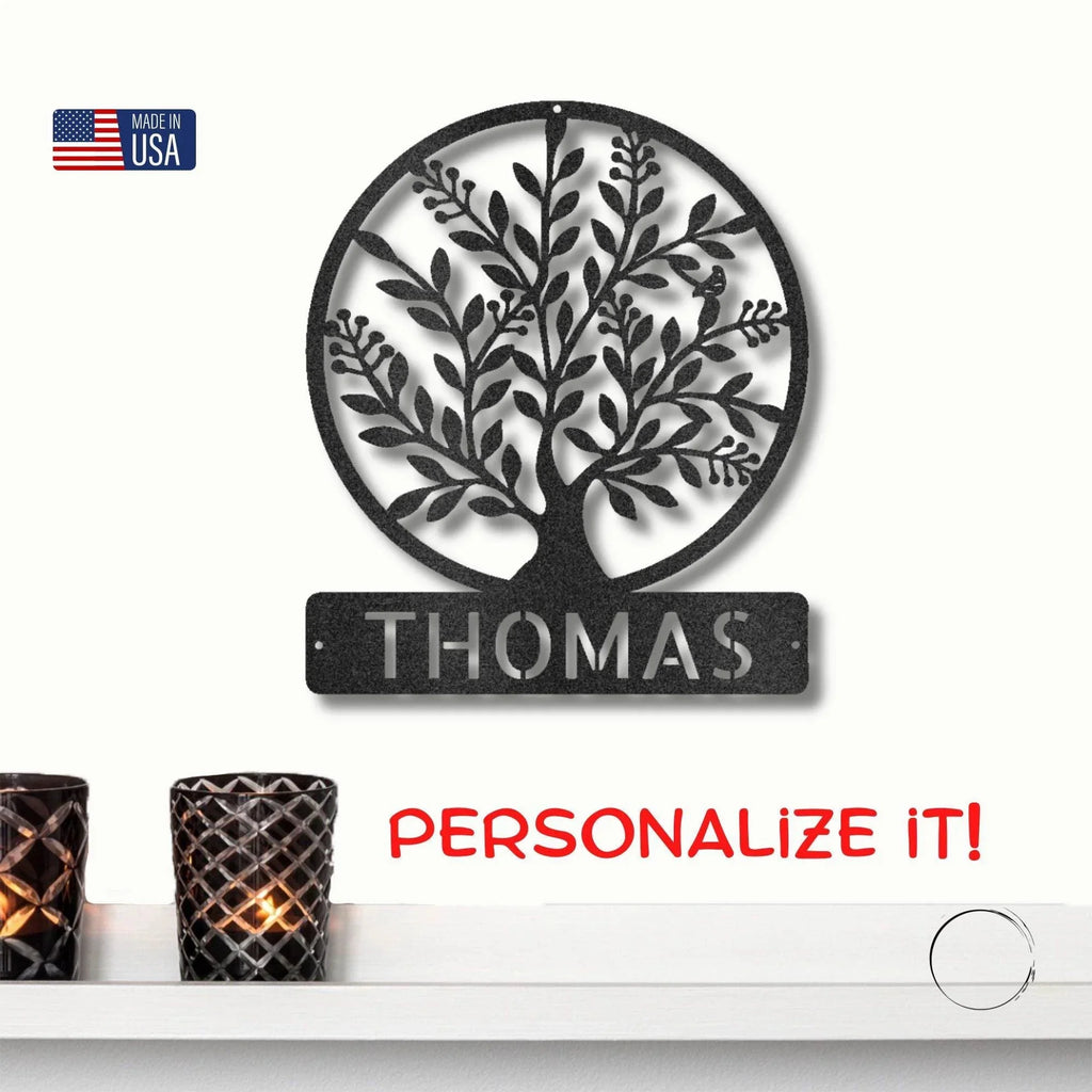 Personalized Tree of Life Metal Wall Sign: Celebrate Your Roots