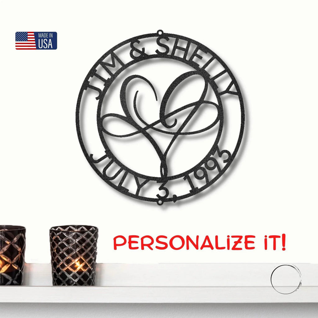 Infinite Love Personalized Name Steel Wall Sign Valentine Anniversary Birthday Gift