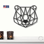 Bear Metal Art Wall Sign Geometric Head Home Office School Decor