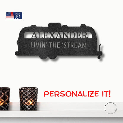 Airstream RV Custom Text Monogram Wall Sign Metal Art - Mallard Moon Gift Shop
