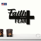 Faith Over Fear Christian Cross Metal Wall Art