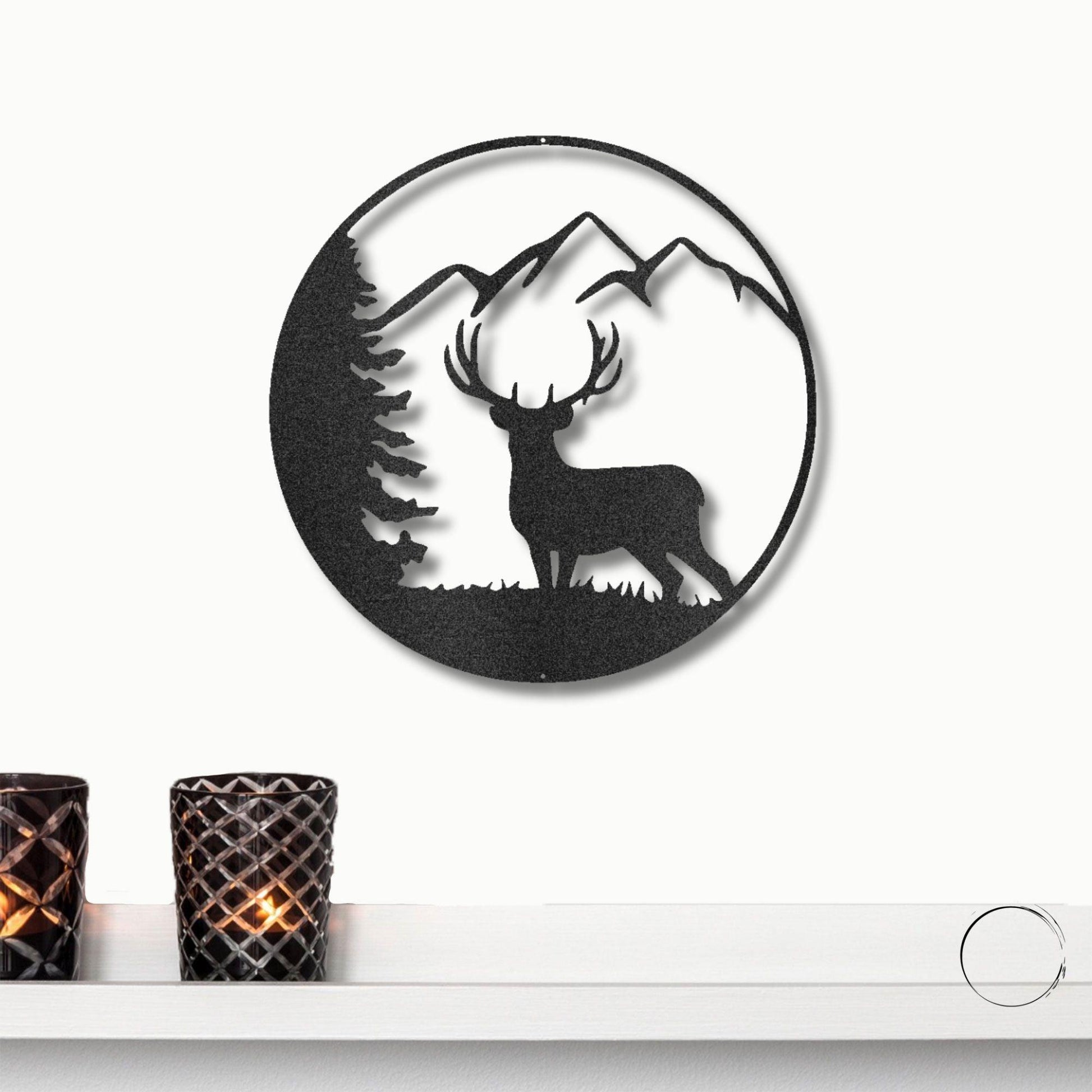 Deer Scene Metal Art Wall Sign - Mallard Moon Gift Shop