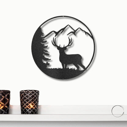 Deer Scene Metal Art Wall Sign - Mallard Moon Gift Shop