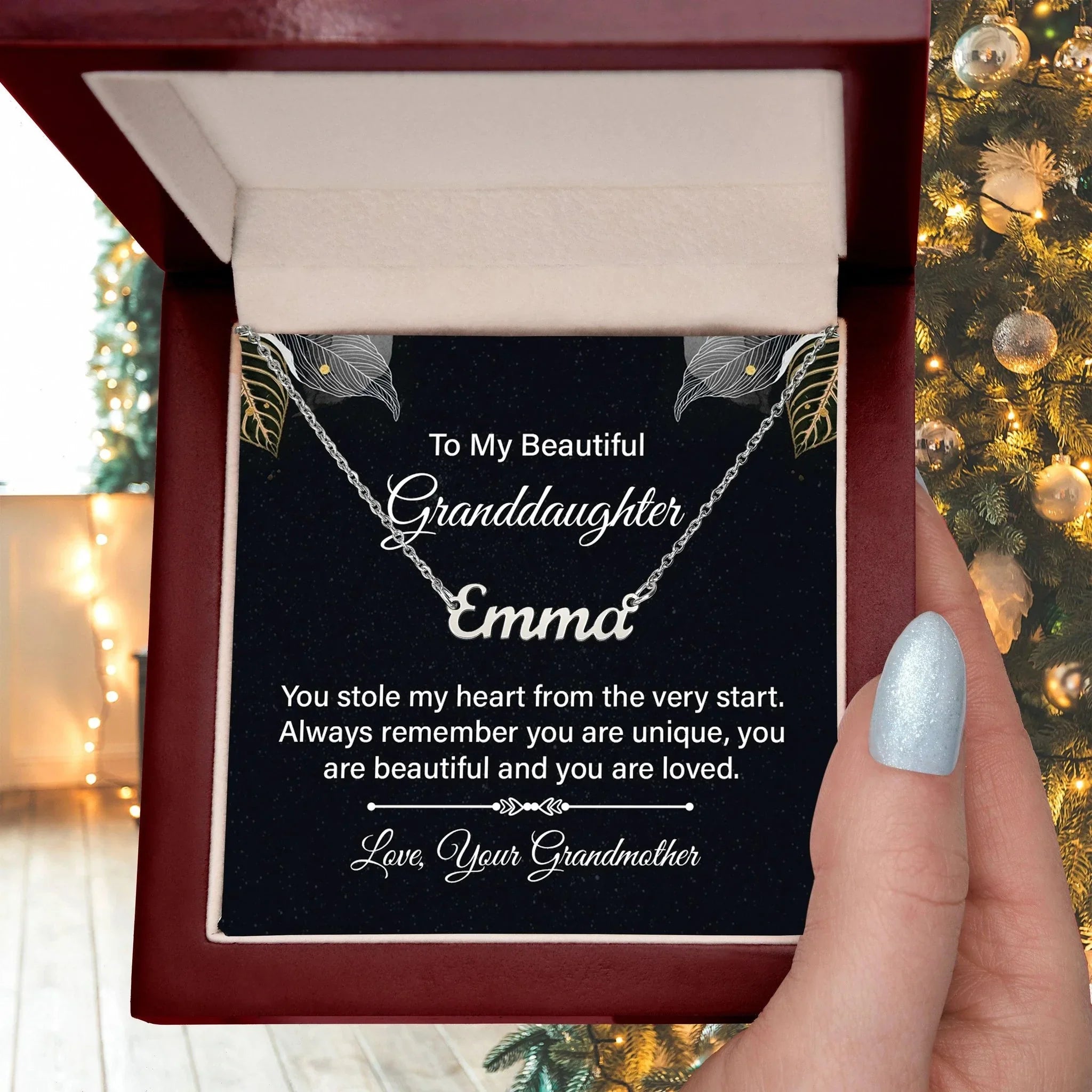 To My Beautiful Granddaughter - You Stole My Heart - Personalized Name Necklace