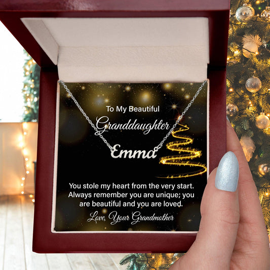 To My Beautiful Granddaughter - You Stole my Heart - Christmas Personalized Name Necklace - Mallard Moon Gift Shop
