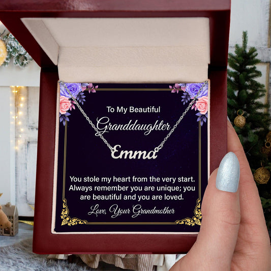 To My Beautiful Granddaughter Personalized Name Necklace - Mallard Moon Gift Shop
