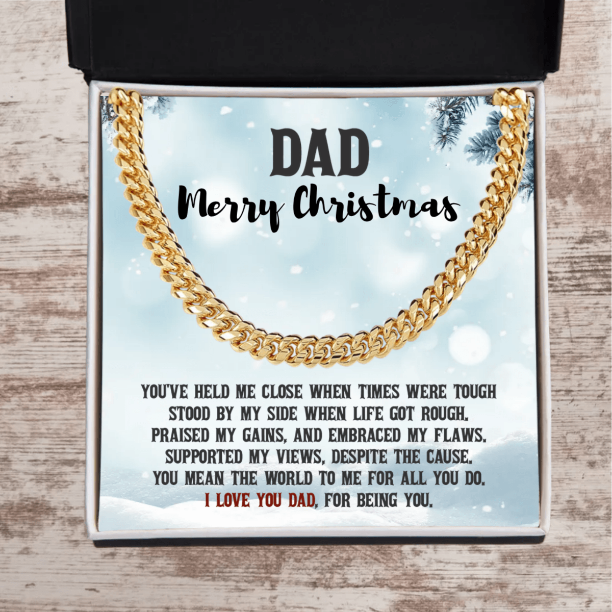 Dad Birthday, Christmas, Father's Day Personalized Cuban Link Chain Necklace - You Mean the World to Me - Mallard Moon Gift Shop