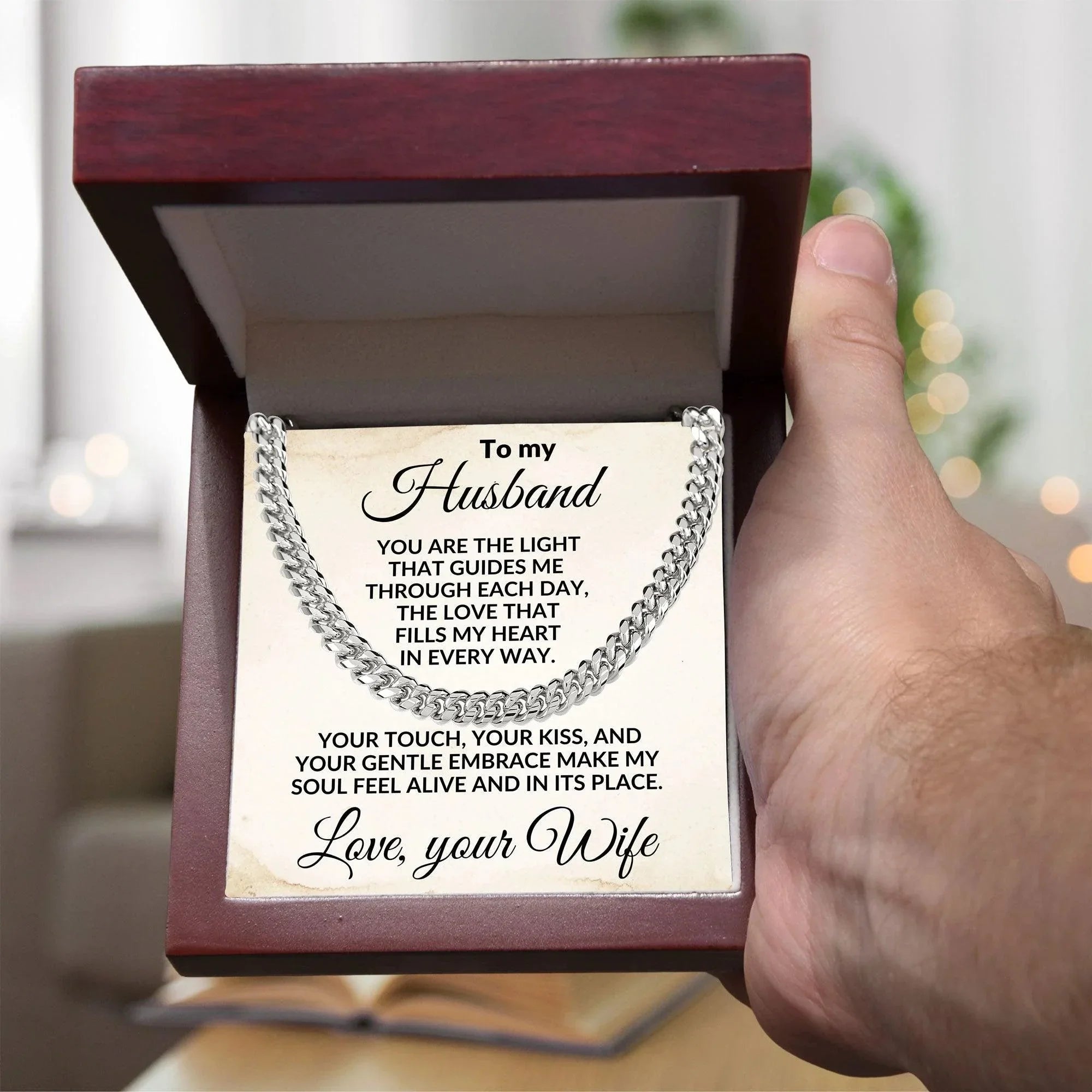 To My Husband - The Love That Fills My Heart - Cuban Link Necklace