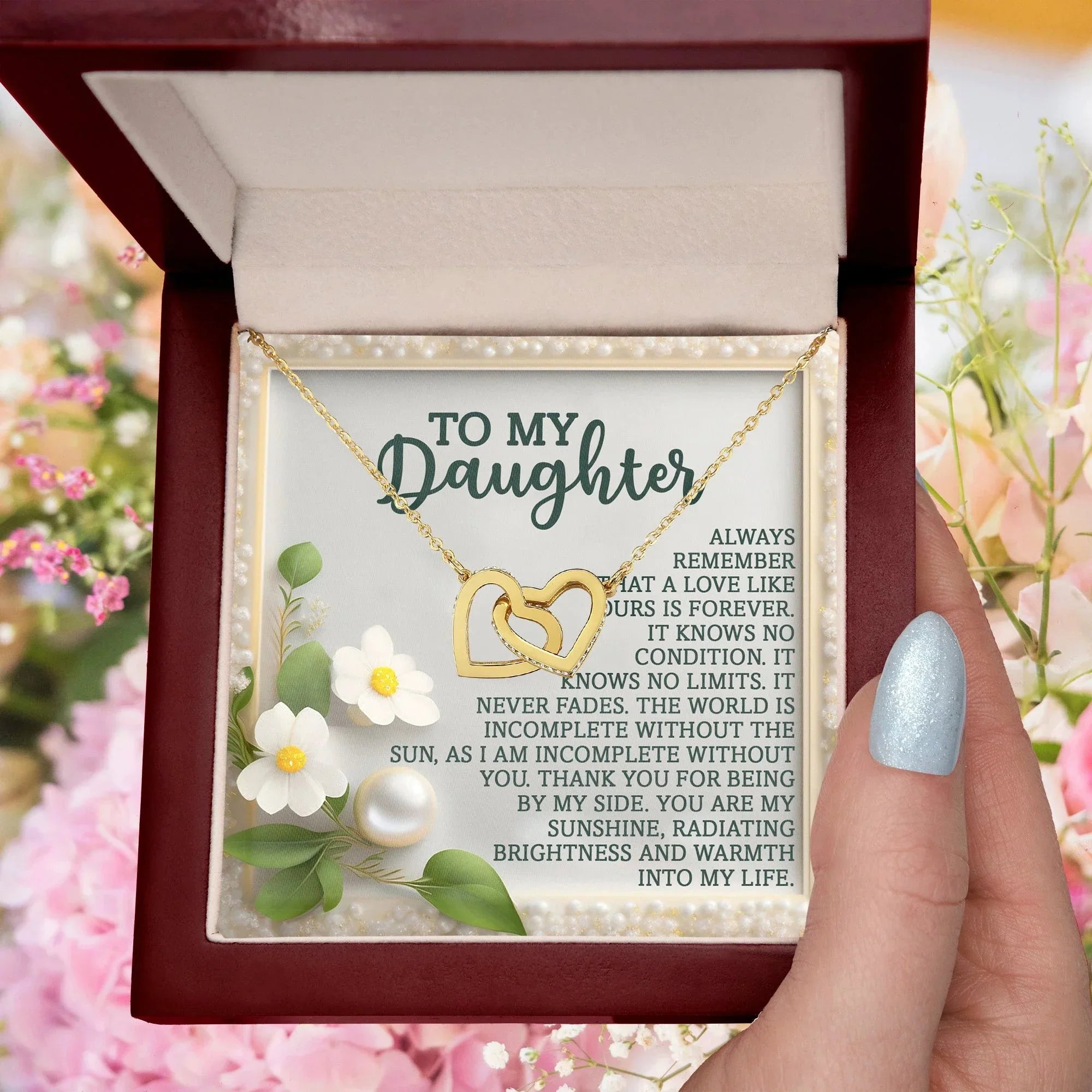 Gift for Daughter - You Are My Sunshine- Interlocking Hearts Necklace