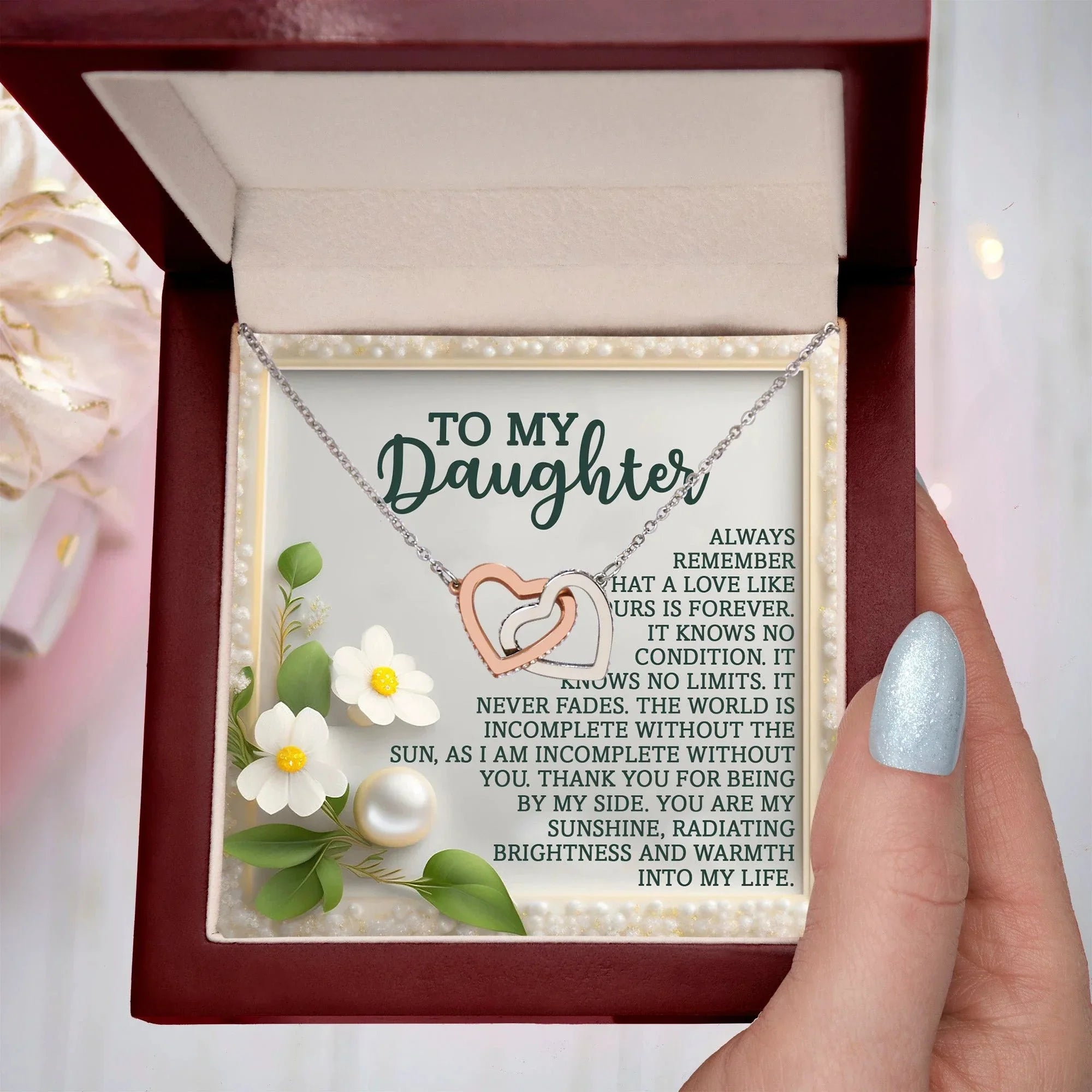 Gift for Daughter - You Are My Sunshine- Interlocking Hearts Necklace