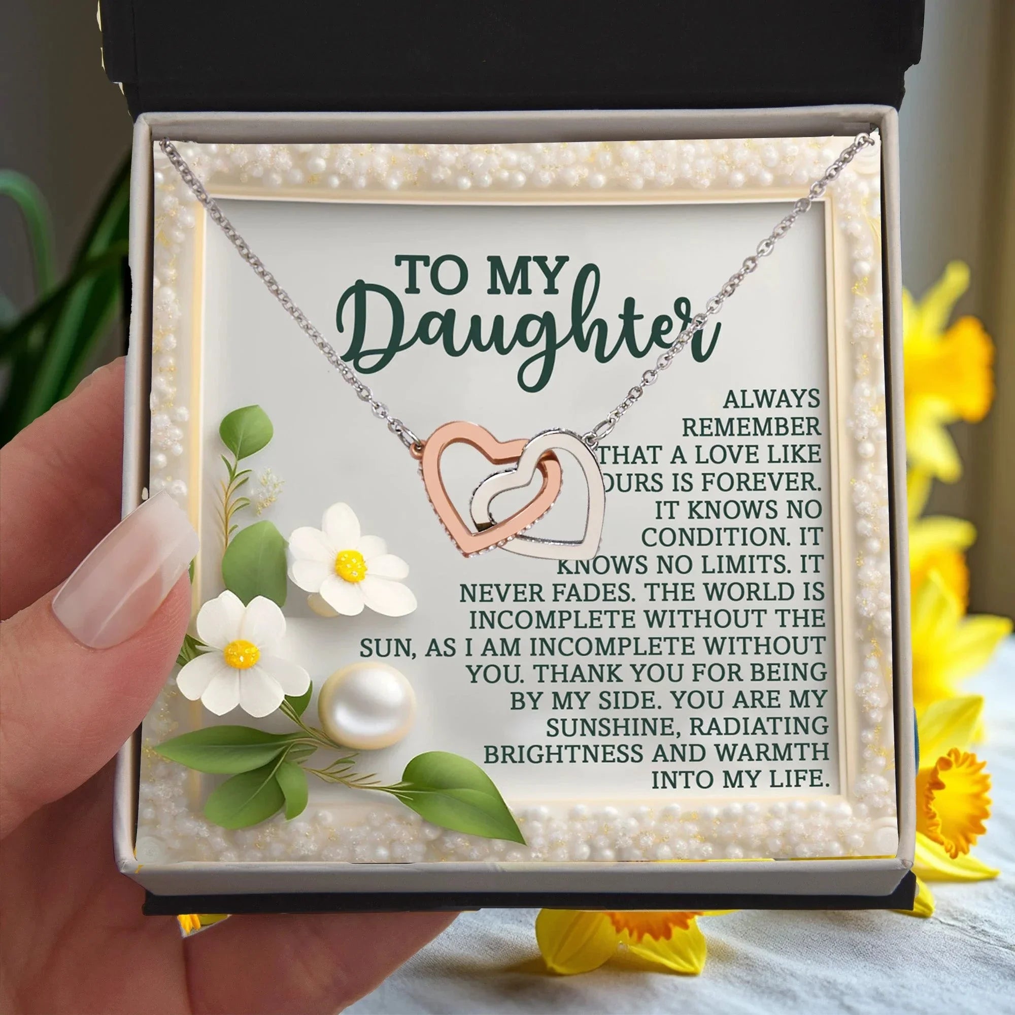 Gift for Daughter - You Are My Sunshine- Interlocking Hearts Necklace