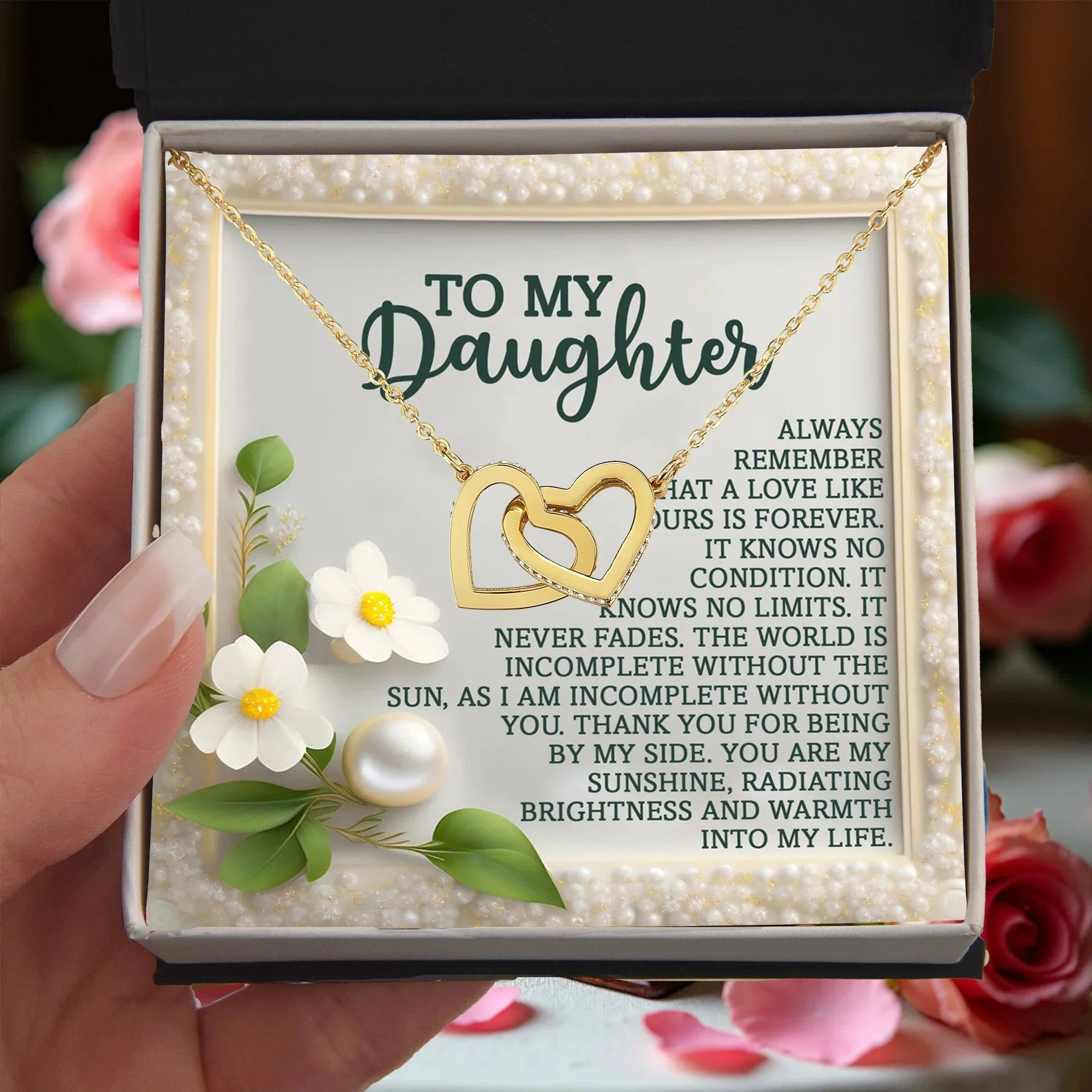 Gift for Daughter - You Are My Sunshine- Interlocking Hearts Necklace