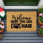 Funny Dog Lover Doormat – “Welcome Hope You Like Dog Hair” | Coir Welcome Mat with Paw Print | Gift for Dog Owners, Pet Homes & Dog Moms