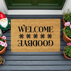 Welcome / Goodbye Snowflake Doormat | Double-Sided Winter Coir Welcome Mat | Funny Holiday Front Porch Décor