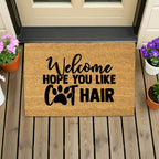 Funny Cat Lover Doormat – “Welcome Hope You Like Cat Hair” | Coir Welcome Mat with Paw Print | Gift for Cat Owners, Pet Homes & Crazy Cat Moms