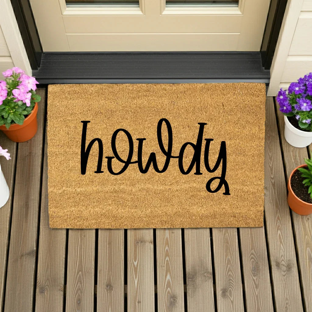Rustic Howdy Welcome Doormat – Country Farmhouse Coir Entry Mat | Southern Greeting Door Mat | Western Home Décor Gift