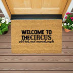 Welcome to the Circus Funny Family Doormat | Wild Kids and Animals Inside | Humorous Coir Welcome Mat for Busy Homes