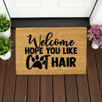 Funny Cat Lover Doormat – “Welcome Hope You Like Cat Hair” | Coir Welcome Mat with Paw Print | Gift for Cat Owners, Pet Homes & Crazy Cat Moms