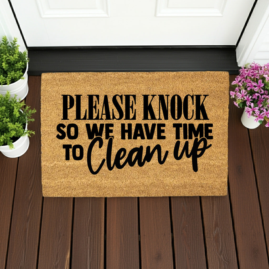 Funny Dog Lover Doormat – “No Need to Knock, We Know You Are Here – The Dogs” | Coir Welcome Mat for Pet Owners | Cute & Humorous Front Porch Décor