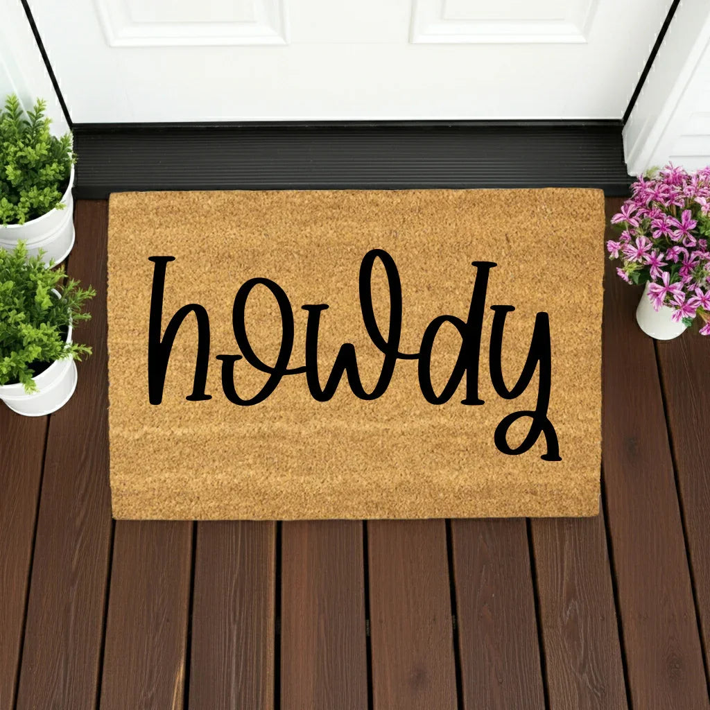 Rustic Howdy Welcome Doormat – Country Farmhouse Coir Entry Mat | Southern Greeting Door Mat | Western Home Décor Gift