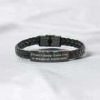 Medical Assistant Bracelet – “I Can’t Keep Calm I’m a Medical Assistant” Engraved Stainless Steel Plate – Braided PU Leather Wristband Gift for Healthcare Workers, Nurses & Hospital Staff