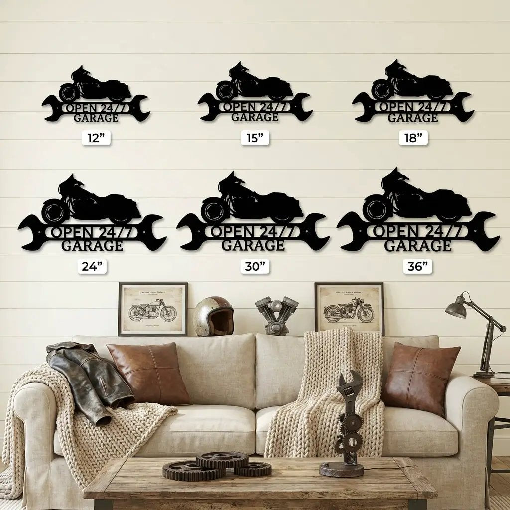 Personalized Motorcycle Garage Metal Sign – Biker Gift – Custom Name Metal Sign – Man Cave Decor – Garage Sign