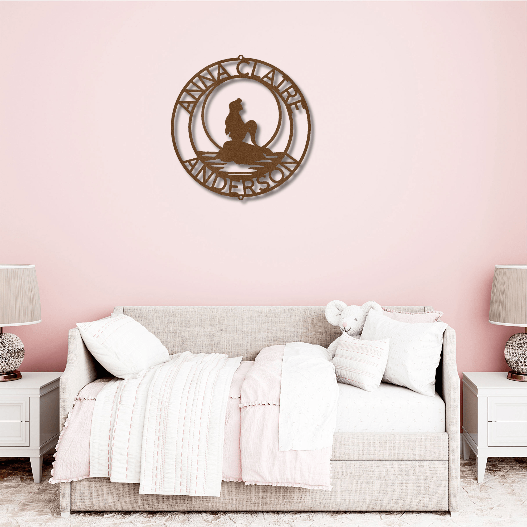 Mermaid Wishes Custom Name Metal Art Wall Sign - Mallard Moon Gift Shop