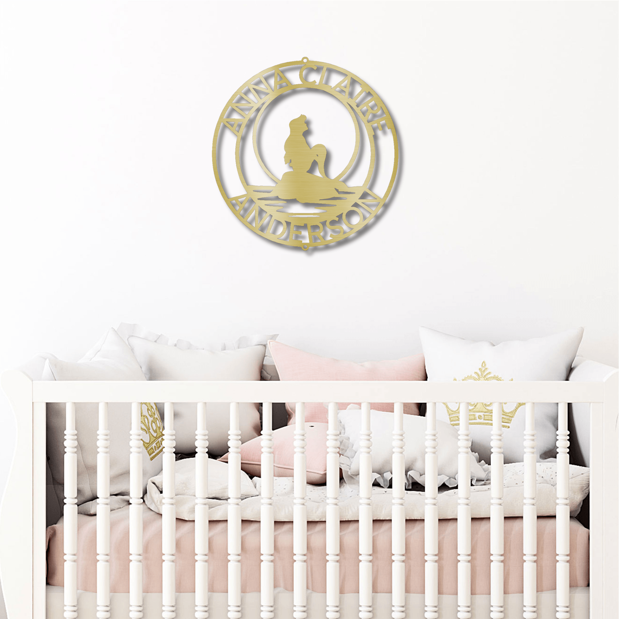 Mermaid Wishes Custom Name Metal Art Wall Sign - Mallard Moon Gift Shop