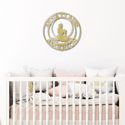 Mermaid Wishes Custom Name Metal Art Wall Sign - Mallard Moon Gift Shop