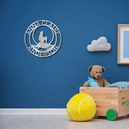 Mermaid Wishes Custom Name Metal Art Wall Sign - Mallard Moon Gift Shop