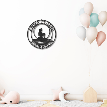 Mermaid Wishes Custom Name Metal Art Wall Sign - Mallard Moon Gift Shop