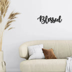 Blessed Word Script Indoor Outdoor Steel Walll Sign