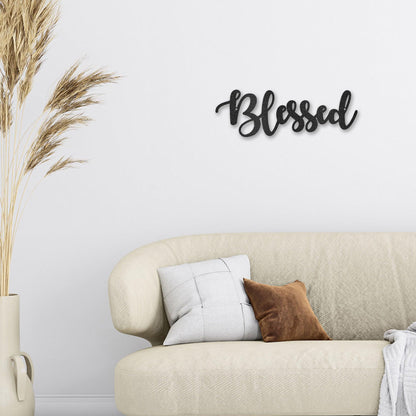 Blessed Word Script Indoor Outdoor Steel Walll Sign - Mallard Moon Gift Shop