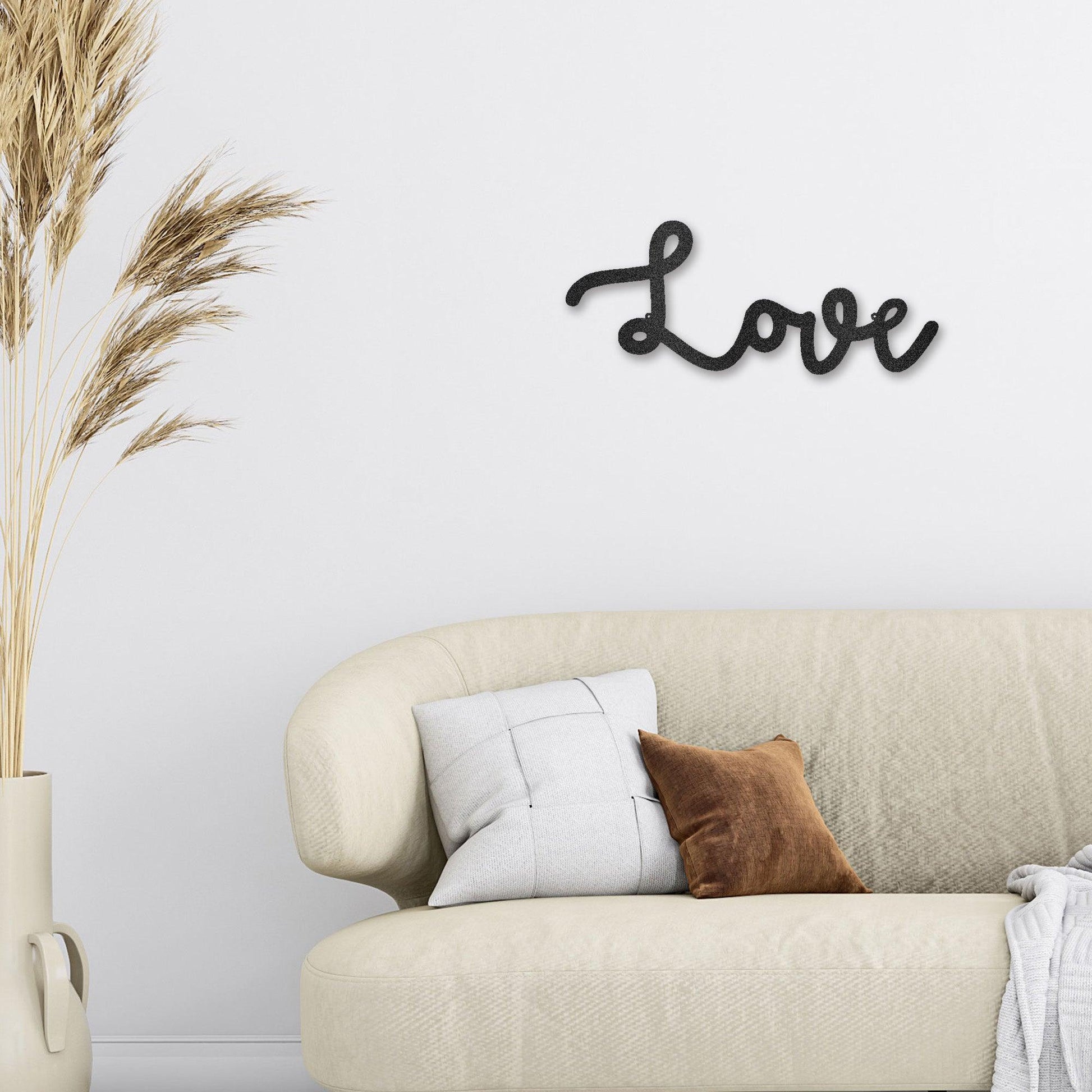 Love Script Metal Word Art Wall Sign - Mallard Moon Gift Shop